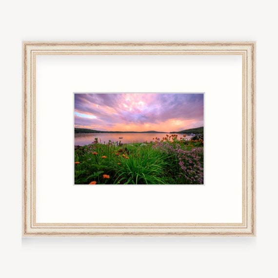 Lake Winnipesaukee Framed Art Print: New Hampshire Sunset, Gift Boxed