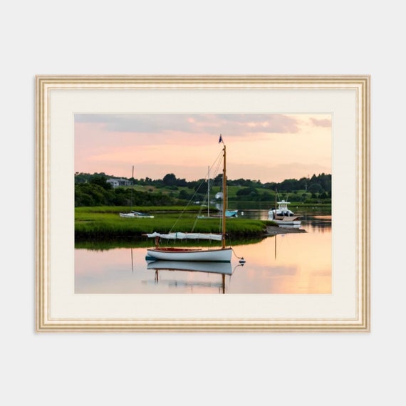 Framed Art, Nashaquitsa Pond, Chilmark, Martha’s Vineyard, Framed Print, Coastal Art, Sunset Artwork, New England, Artwork,Wall Art,Sailboat