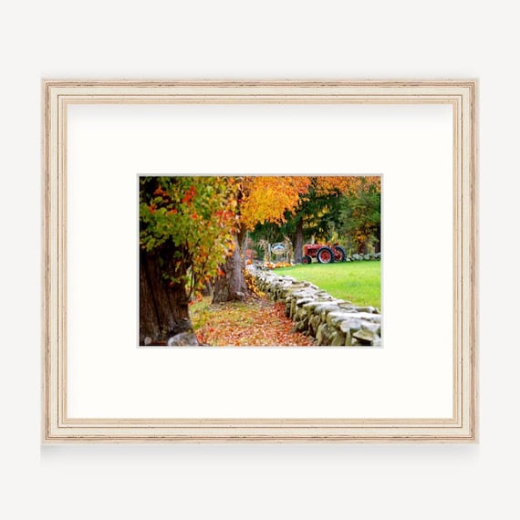 Gift Boxed Farm Tractor Framed Art Print, Rhode Island Autumn Landscape