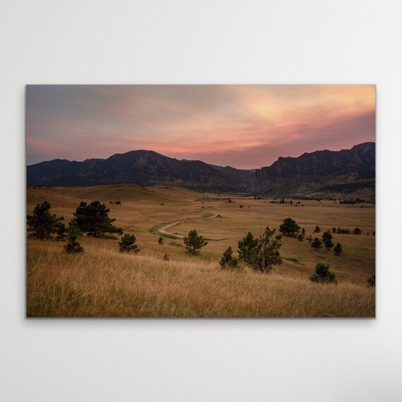 The Flatirons, Boulder, Colorado, Flatirons, Nature, Photography, Canvas, Hiking, Decor, Wall Art, Mountains, Artwork, Sunset, Wall Art, Art