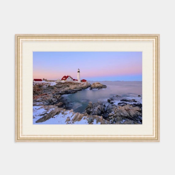 Framed Art, Portland Head Lighthouse, Cape Elizabeth, Maine, Lighthouse Framed Art, Framed Print, Coastal Art, Seascape, New England, Sunset