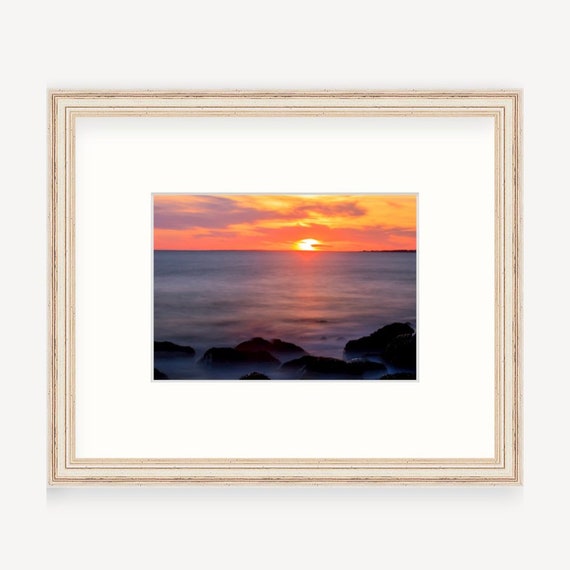 Gift Boxed Sakonnet Point Sunset Framed Art: Coastal Rhode Island Print