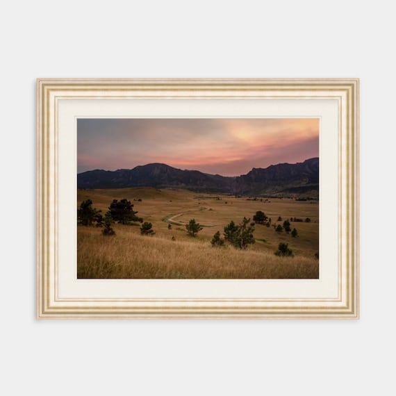 The Flatirons, Boulder, Colorado, Rocky Mountains, Hiking, Nature, Decor, Sunset, Photograph, Artwork, Wall Art, Colorado Photography, Art