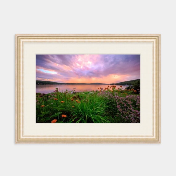 Framed Art, Lake Winnipesaukee, Meredith, New Hampshire, NH, Framed New England Art, Framed Print, Lakes Region NH, New England, Sunset