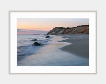 Gay Head Cliffs Sunset Framed Art Print: Martha's Vineyard Moshup Beach Coastal Wall Decor