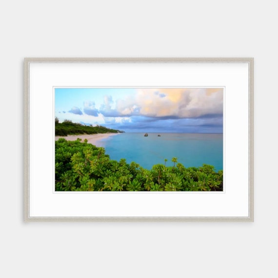 Framed Art, Bermuda, Long Bay Beach, Warwick Parish, Long Bay, Beach, Bermuda Artwork, Framed Print, Framed Bermuda Art, Sunset