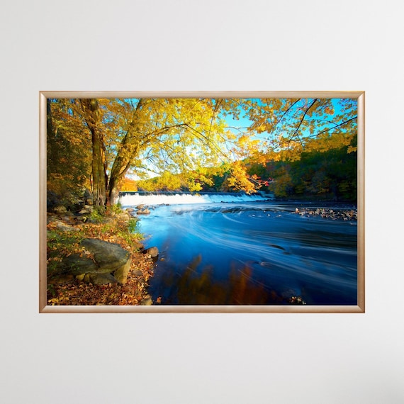 Fall Home Decor,Albion Dam, Lincoln, Rhode Island, Fall Foliage, Waterfall Print, Autumn Photography, New England Artwork, Autumn Home Decor