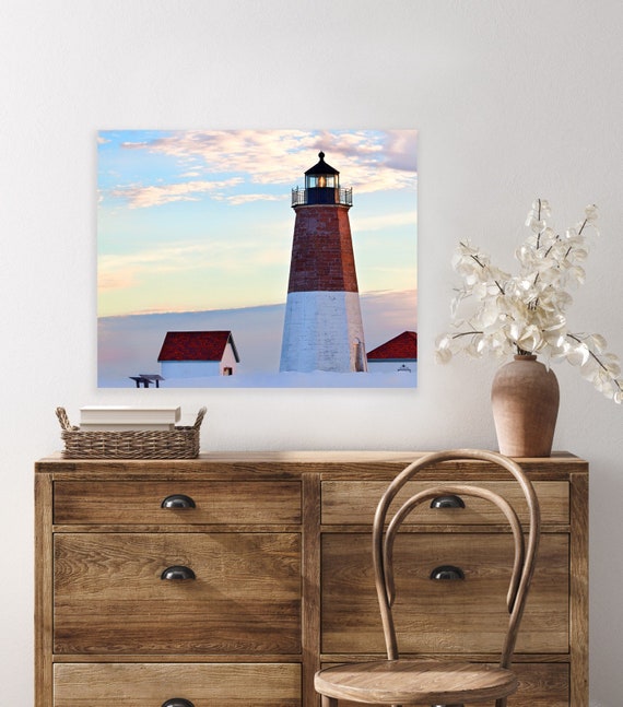 Point Judith Lighthouse, Narragansett, Rhode Island, Canvas Gallery Wrap, Artwork, Coastal Decor, Lighthouse, Nautical, Beach Photography