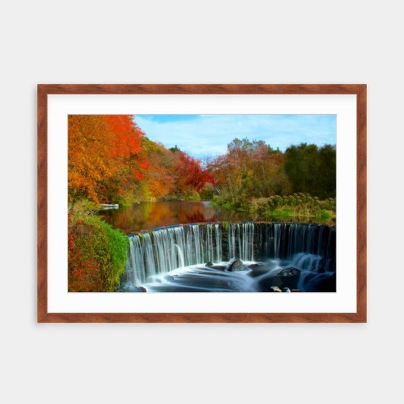 Framed Art, Shannock, Waterfall, Rhode Island, Rhode Island Art, Fall Home Decor, Country Art, Autumn, New England, Artwork, Fall, Foliage