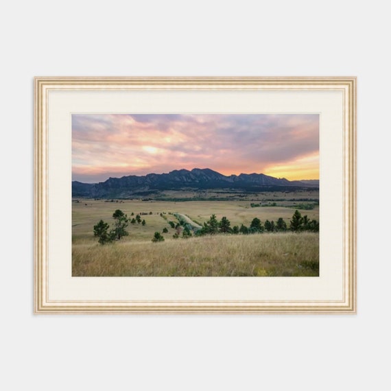 Framed Art, Flatirons, Boulder, Colorado, Framed Print, Mountains, Colorado Artwork, Wall Art, Nature Photography, Sunset, Flatirons Art