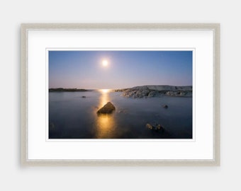 Newport RI Full Moon Coastal Photograph: Ocean Drive Seascape