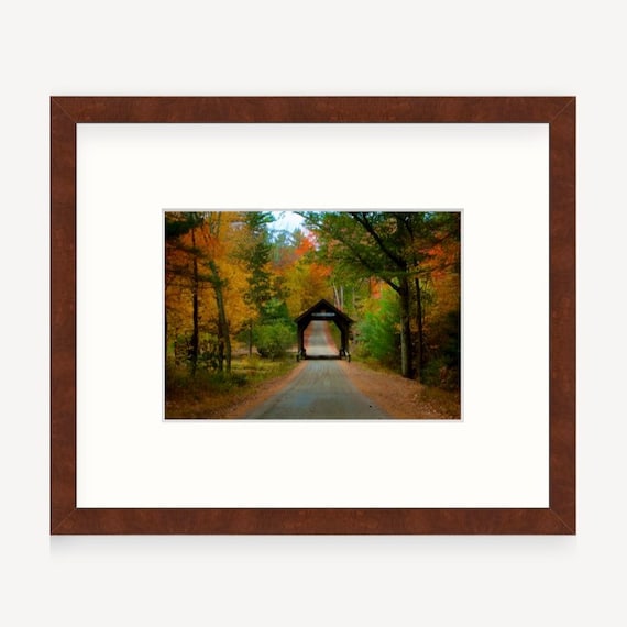 Gift Boxed, Framed Art, Covered Bridge, Foster, Rhode Island, Framed Print, Country, Rhode Island Gift, Art, Gift, Autumn Art, RI