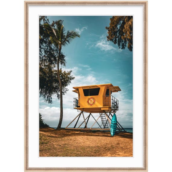 D.T. Fleming Beach, Kapalua Maui Hawaii Photograph: Coastal Lifeguard Chair Beach Art Print