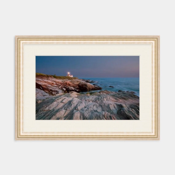 Lighthouse Art, Coastal Art, Coastal Home Decor, Beavertail Lighthouse, Jamestown, Rhode Island, New England Art, Ocean, Seascape Print