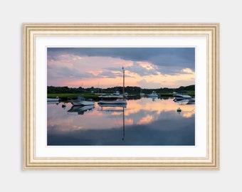 Nashaquitsa Pond, Chilmark, Martha’s Vineyard, Art, Artwork, Photograph, Print, Boat, Seascape, Sunset, Coastal Home Decor, MV, Sailboat