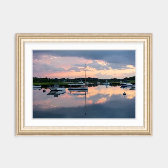 Nashaquitsa Pond, Chilmark, Martha’s Vineyard, Art, Artwork, Photograph, Print, Boat, Seascape, Sunset, Coastal Home Decor, MV, Sailboat
