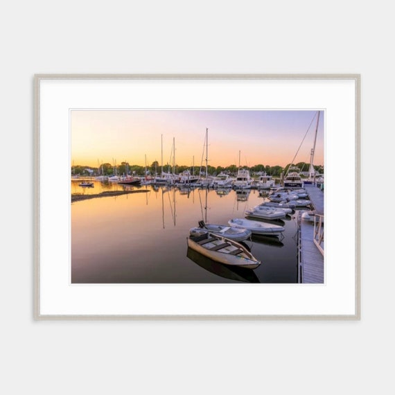 Rhode Island Artwork, Wickford RI Art, Wickford, Rhode Island, Sunset, Boats, Wickford Harbor, Summer, Fine Art Canvas, New England, Dory,RI