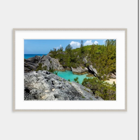 Framed Art, Bermuda, Jobson’s Cove, Long Bay Beach, Warwick Parish, Beach, Bermuda Artwork, Framed Print, Framed Bermuda Art, Beach