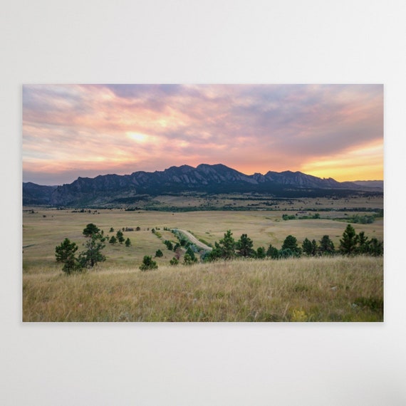 The Flatirons, Boulder, Colorado, Flatirons, Nature, Photography, Canvas, Hiking, Decor, Wall Art, Mountains, Artwork, Sunset, Wall Art, Art