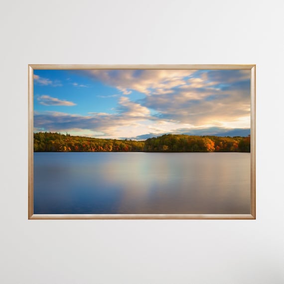 Autumn Home Decor, Ponaganset Reservoir, Rhode Island, Autumn Photography, Fall Foliage, New England Artwork, Wall Art, Earth Tones, RI