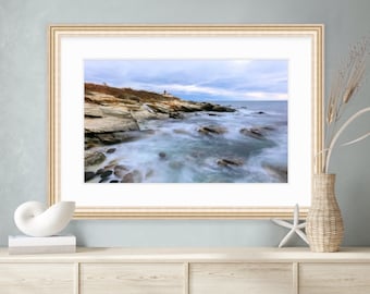 Lighthouse Art, Coastal Art, Coastal Home Decor, Beavertail Lighthouse, Jamestown, Rhode Island, New England Art, Ocean, Seascape Print