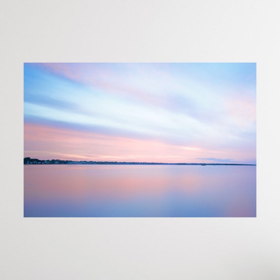 Canvas Wall Art, Rhode Island Wall Art, Conimicut Point, Warwick, Rhode Island, Coastal Abstract, Beach Wall Art, Sunset Artwork, Pink Art