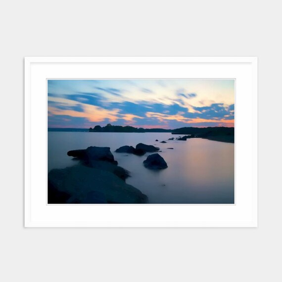 Oakland Beach, Warwick, Rhode Island, Sunset, Stones, Brushneck Cove, Summer, Fine Art Canvas, New England, Rhode Island Photography,Artwork