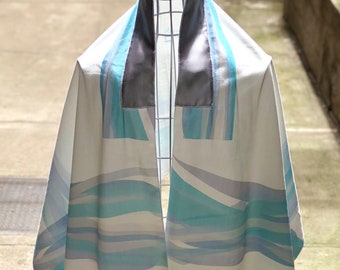 Tallit (medium-weight twill & satin prayer shawl) | Neshamah / Mayim (Soul / Water)