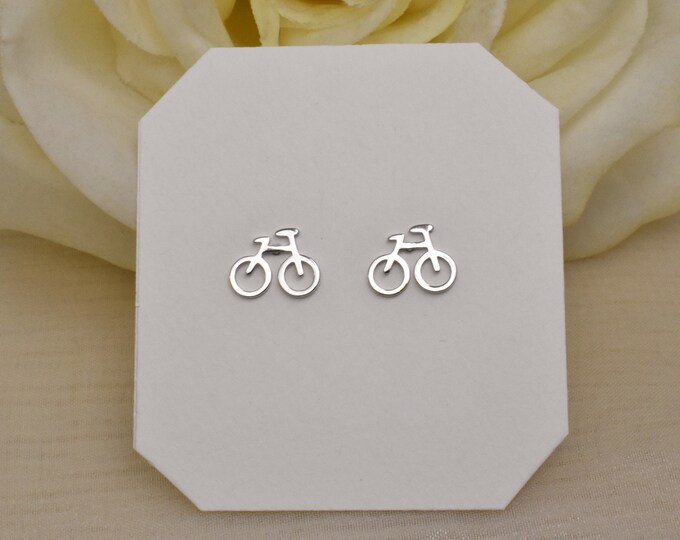 Sterling Silver Bicycle Stud Earrings. Unique, Cute Stud Earrings in