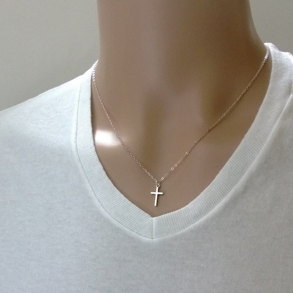 Small Sterling Silver Cross Necklace: Simple, Solid Silver