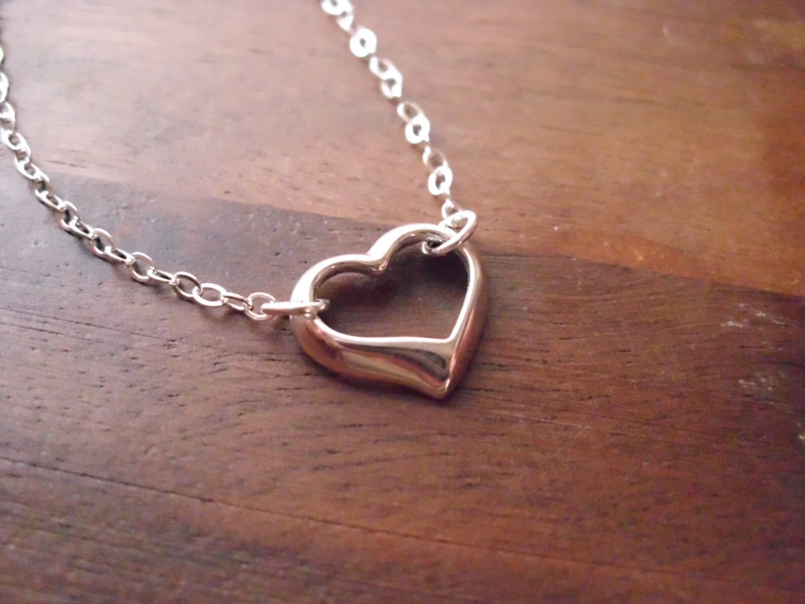 Sterling Silver Heart Necklace Simple Silver Heart Necklace Etsy