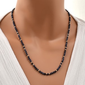 Sapphire Necklace: 14K Gold Filled Beads, September Birthstone