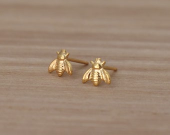 Bee stud earrings 14Kt gold filled; small gold stud earrings; tiny gold stud earrings; small gold earrings stud; gifts for girls