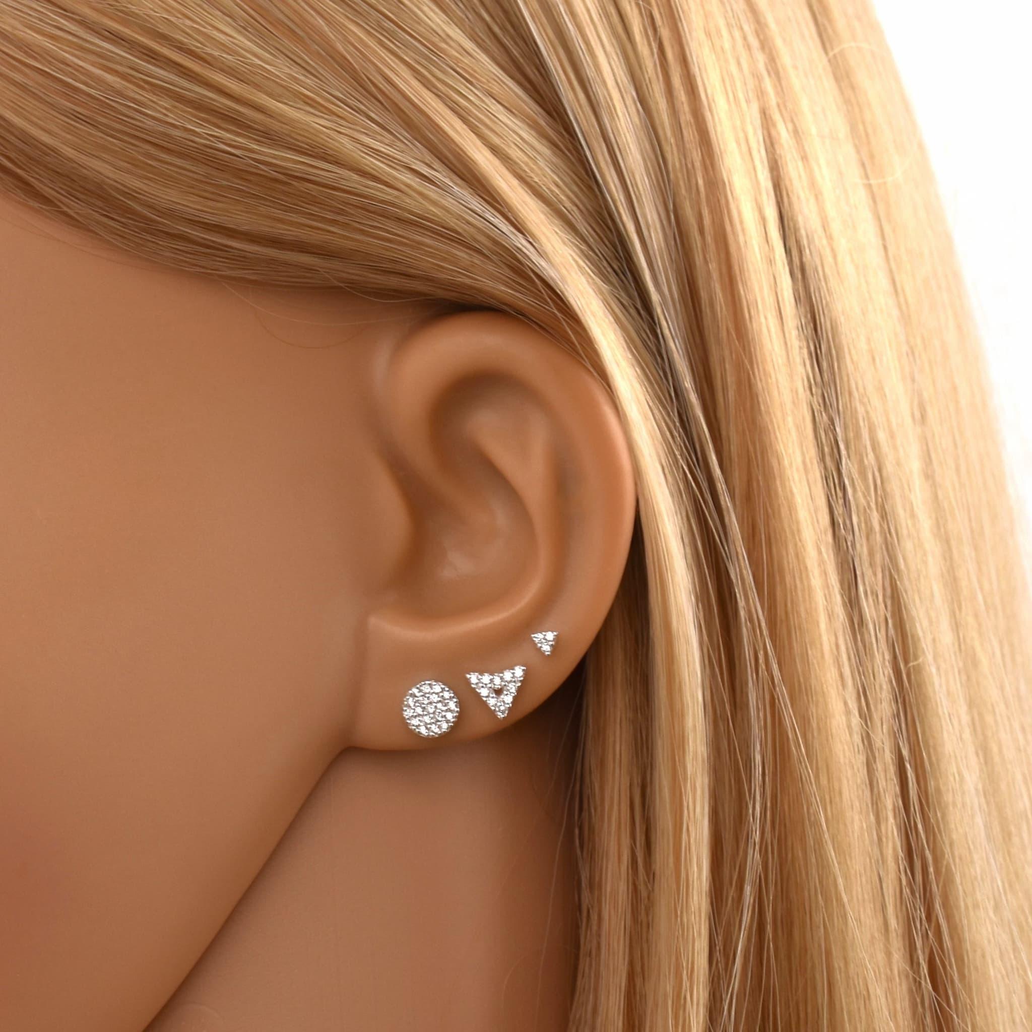 Triangle Cubic Zirconia Gold Stud Earrings - Geometric Women's Jewelry