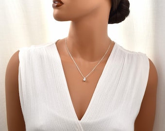 Collier pendentif en argent sterling et zircone Petit