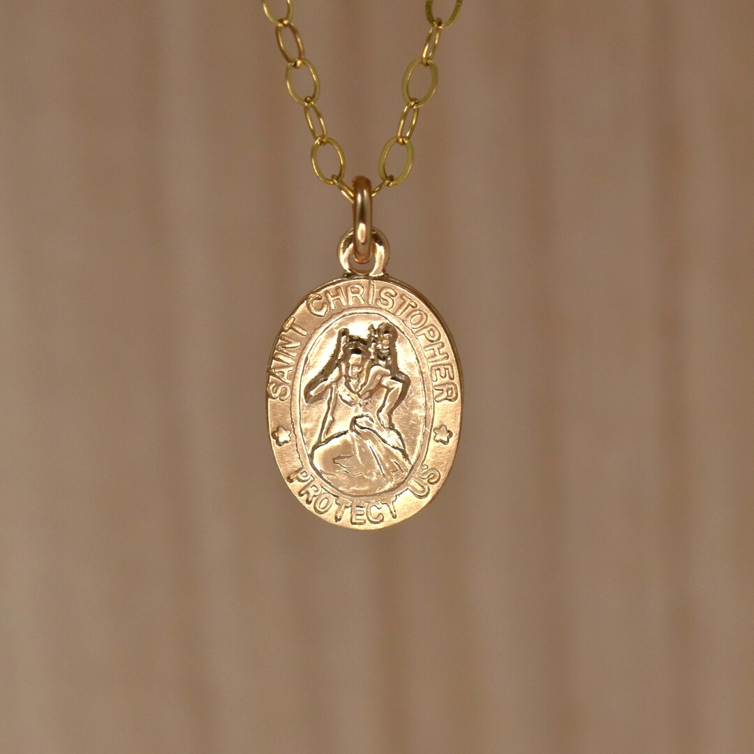 14K Gold Filled Saint Christopher Necklace: Catholic Medal - Etsy