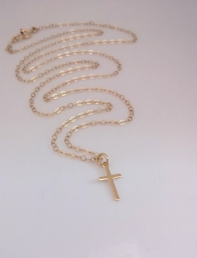 Tiny Cross Necklace 14kt Gold Filled Small Gold Cross | Etsy