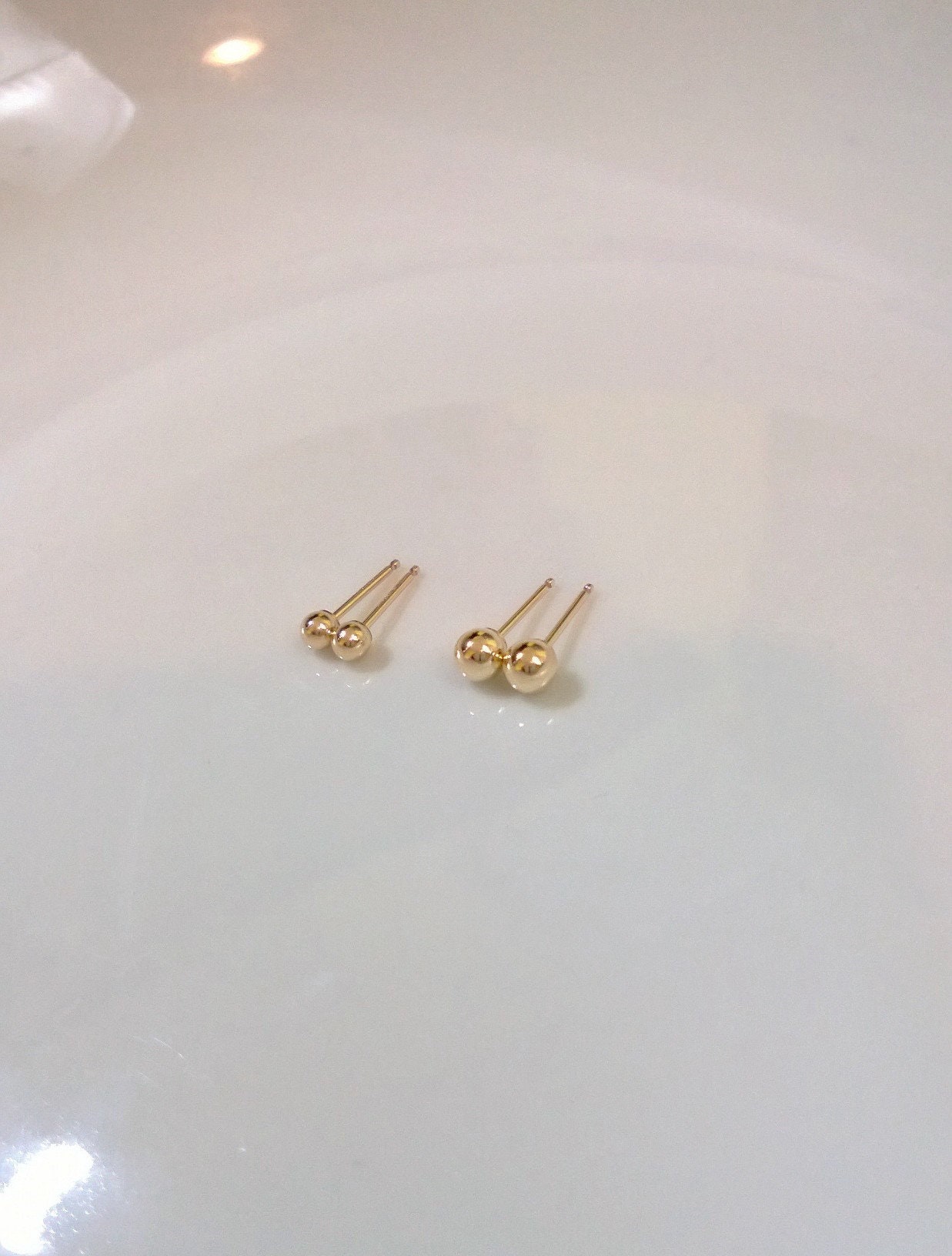 Set of 2 Pair 14kt Gold-filled Ball Stud Earrings Gold Ball | Etsy