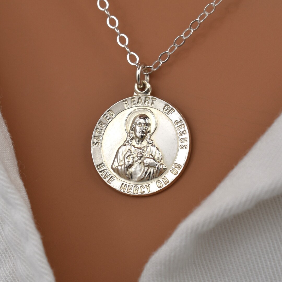 Sterling Silver Jesus Pendant Necklace. Christian Necklaces for Women