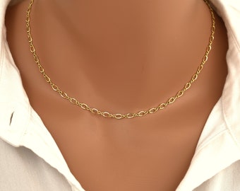 Gold Chain Choker Necklace. Medium Weight Figaro Chain. High Quality 14K Gold Filled Figure Eight Chain. Minimalist Gold Necklace for Women.