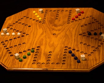 Handmade Oak Aggravation Board Game - 6 player