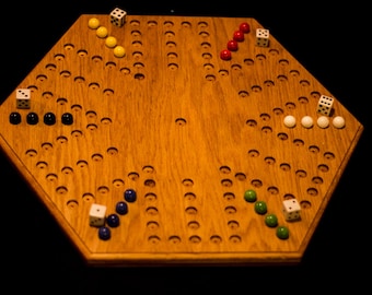 Handmade Oak 6 Player Aggravation Board (5 holes by 6 holes)