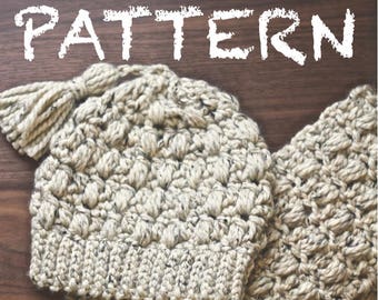 Crochet Pattern Set: Madeleine Tasseled Hat & Scarf Crochet Pattern | Cozy Scarf, Beanie | Tassels | Photo Tutorial | Winter Scarf