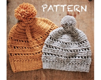 Easy Crochet Pattern: Ribbed Winter Hat | Invisible Seam | Adult Teen Child Baby Winter Hat | Photo Tutorial | Textured Winter Hat Pattern