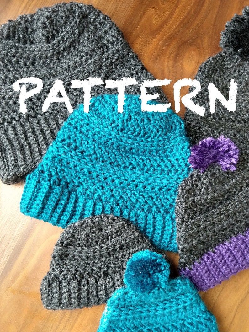 PATTERN Zigzag Winter Hat Crochet Pattern Double Brim Etsy