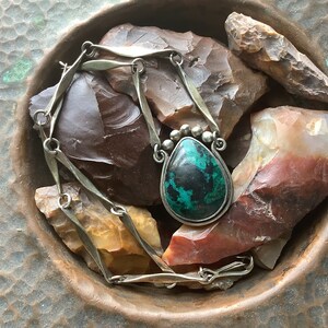 Chrysokoll Sterling Halskette
