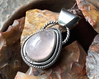 Rose Quartz Pendant Sterling