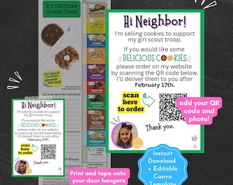 2025 Girl Scout Cookie Sales - Card, Tag, Door Hanger - Printable Template, Editable Template, LBB and ABC Bakers