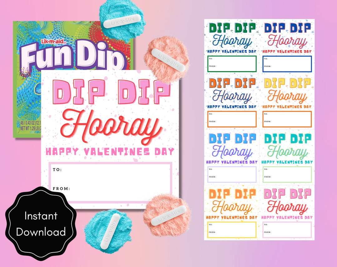 Valentine's Day Fun Dip Candy Card Printable Instant Etsy