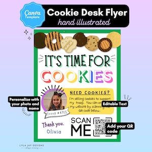2025 Truppe Cookie Schreibtisch Flyer - Druckbare Vorlage - LBB und ABC Bäcker, Cookie-Menü, Cookie-Flyer, bearbeitbare Vorlage